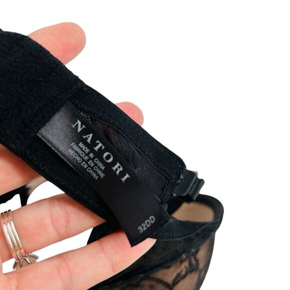 Natori Calais Contour Underwire Floral Bra black lace overlay size 32DD - Picture 5 of 6